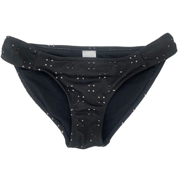 Xhileration NEW Eyelet Cheeky Black Nude Bikini Bottom Swimsuit Size Medium - Picture 1 of 7